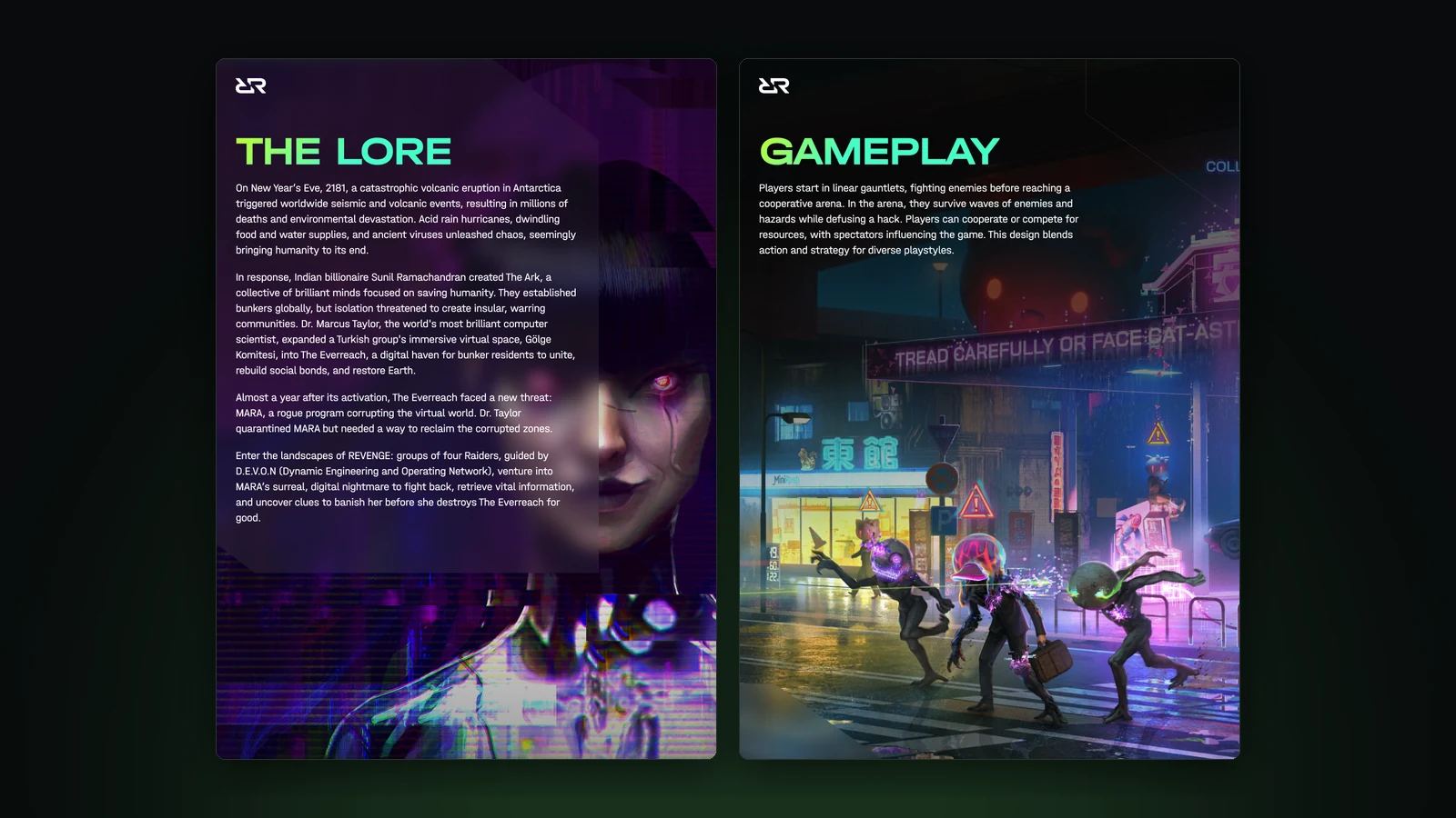 Whitepaper spread: The Lore and Gameplay